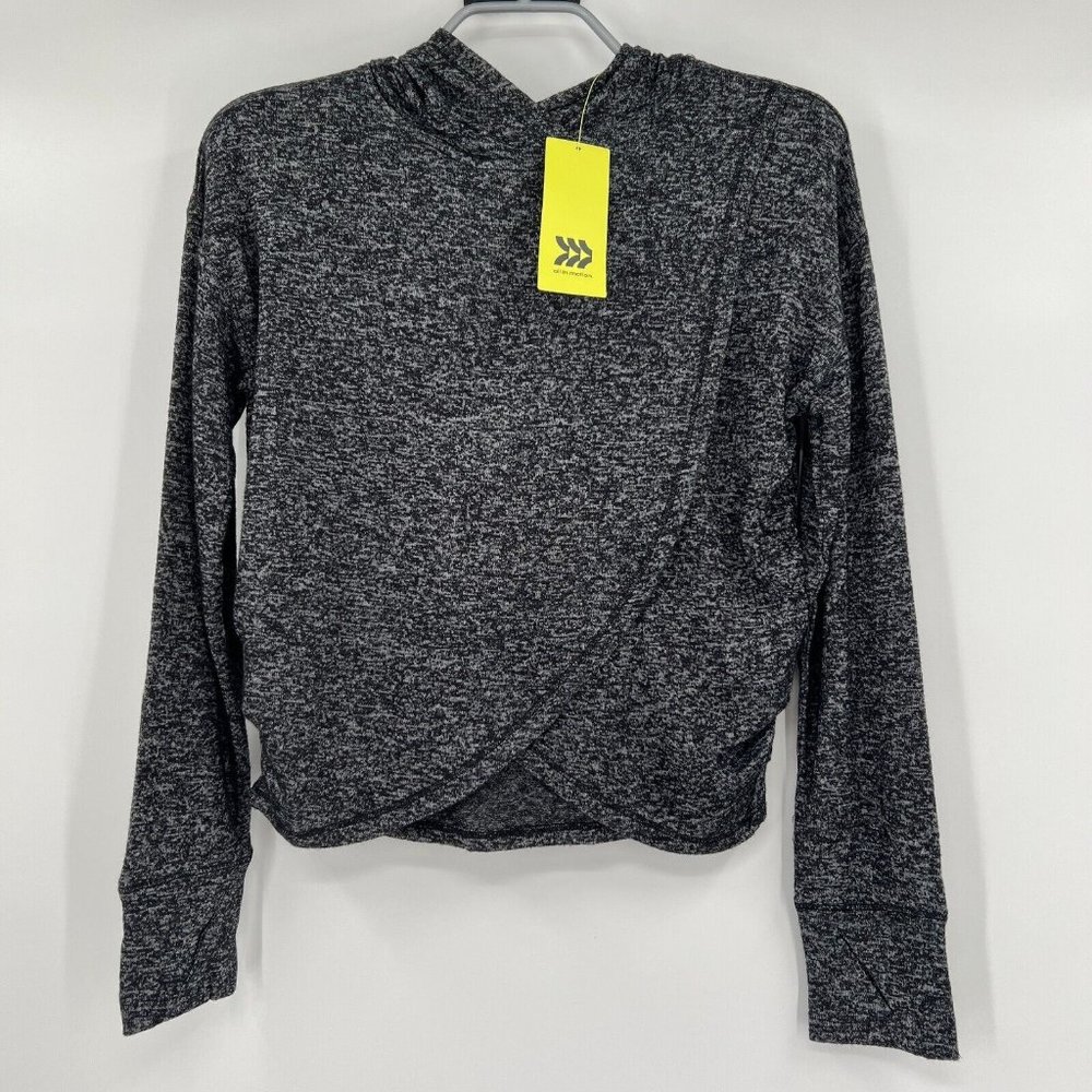 All in Motion Girls Crossover Cozy Pullover Hoodie sz L/10-12 Black Rayon Target